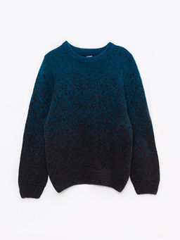 Bisiklet Yaka Desenli Uzun Kollu Erkek ?ocuk Triko Kazak