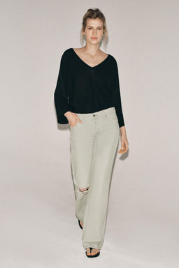 JEANS ZW COLLECTION RELAXED TIRO BAJO ROTOS / Azul claro - Zara фото 4