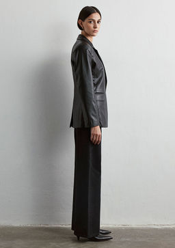 Suni Deri Siyah Blazer Ceket - Mavi фото 4