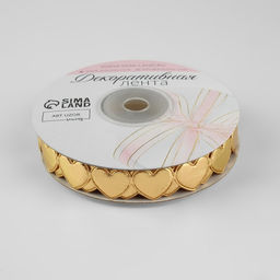 Лента фигурная Сердечки, 16 мм, 9 0,5 м, цвет золотой - Арт узор фото 2