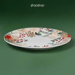 Тарелка новогодняя Доляна «Рождественский вечер», d=20.5 см, фарфор, белая