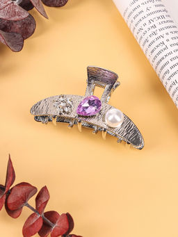 Цена за 6 шт. Крабик для волос «Либерти галант», дуга, 6 см, серебро