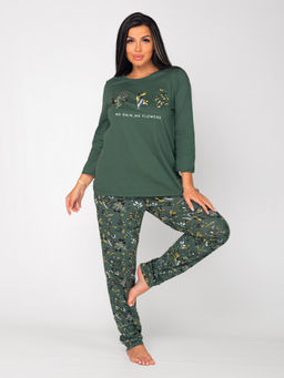 Пижама женская кулирка с брюками "ФИБИ" ЗЕЛЕНЬ