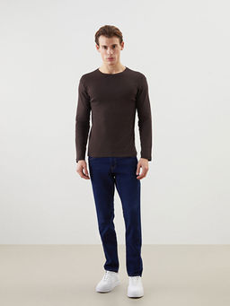 Bisiklet Yaka Uzun Kollu Penye Erkek Ti??rt