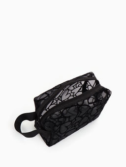 Косметичка Black beauty, с ручкой, на молнии, чёрная