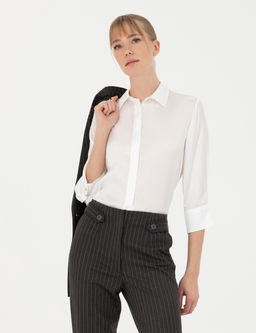 Ekru Comfort Fit Saten G_mlek