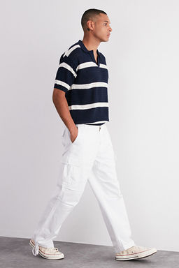 Beyaz Loose Fit Pa_as_ Ba_lamal_ Kargo Pantolon TMNSS23PL00035