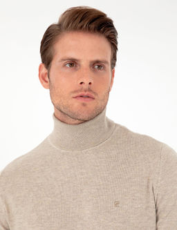 Kum Melanj Slim Fit Bal_k__ Yaka Basic Triko Kazak - Pierre cardin фото 2