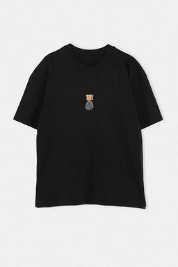 Siyah Oversize/Kesim Bask_l_ %100 Pamuk T-Shirt TMNSS26TS00085 - Trendyolmilla фото 2