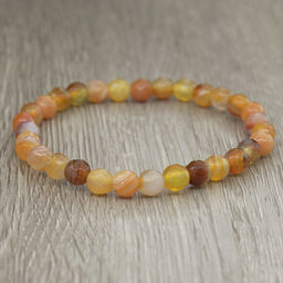 Браслет Классика 6мм из граненых шариков оранжевого агата - Agat77 фото 2
