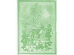 07с-39ЯК 50*70 Полотенце "Девочка и олень" цв. салат