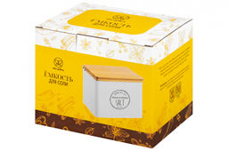 Ёмкость для соли 1,5 л 14*11*11 см SALT с бамбуковой крышкой, белая - Elan gallery фото 4