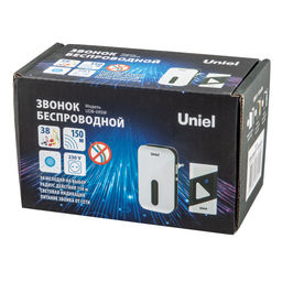 UDB-095W-R1T1-38S-BL/GL Звонок электронный, 220В. Радиус действия 150 м. Черный с золотистым. ТМ Uniel