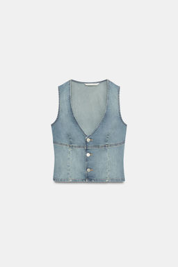 TOP CHALECO DENIM TRF / Azul