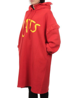 2247 RED Толстовка-платье женская (85% хлопок, 10% полиэстер, 5% спандекс) - Fashion фото 5