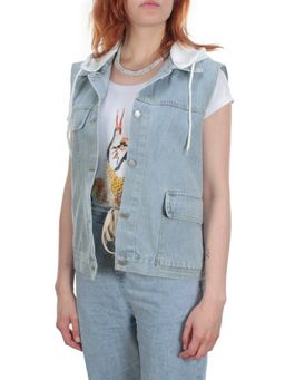 803 BLUE/BLACK Джинсовый жилет женский (100% хлопок) - Фабричный китай фото 40