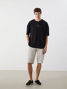 Bisiklet Yaka Bask?l? Penye Erkek Ti??rt