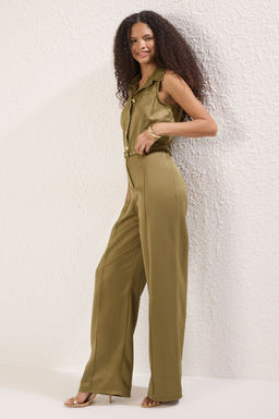 Trendyolmilla Yesil Kemerli Genis Paca Tulum TWOSS25TU00036  фото 2