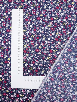 Импорт. хлопок Цветочный вьюнок на чернильном, ш.1.5м, хлопок-100%, 100гр/кв.м - Купава фото 3