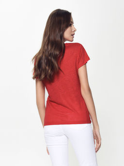 CONTE Льняная футболка с вырезом "капелька" LD 919 sugar coral