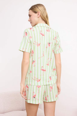 Yesil %100 Pamuk Flamingolu Orme Pijama Tak?m? THMSS26PT00109 - Trendyolmilla фото 4