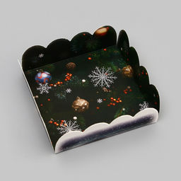 Цена за 5 шт. Коробка для печенья, кондитерская новогодняя упаковка «Исполнения желаний», 9×9×3 см