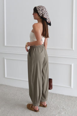 Koyu Kahverengi Salvar Kal?p Beli Lastikli Dokuma Pantolon TWOAW26PL00156 - Trendyolmilla фото 11