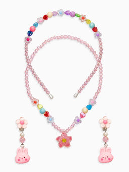 Комплект детский «Выбражулька» 3 предмета, клипсы, бусы, ободок, крлики, цветной