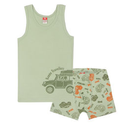 CAK 3516 Комплект для мальчика (майка, трусы-боксеры), светлый хаки