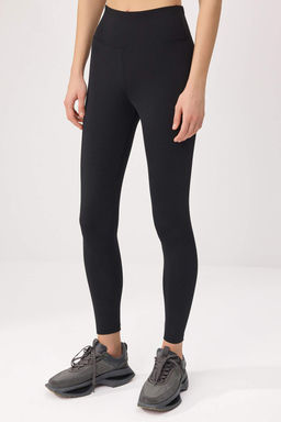 Siyah Premium Poliamid Kumas Orme Tam Boy Spor Tayt THMSS26TY00018