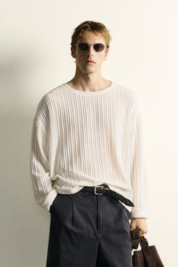 CAMISETA RELAXED FIT TEXTURA / Blanco - Zara фото 2