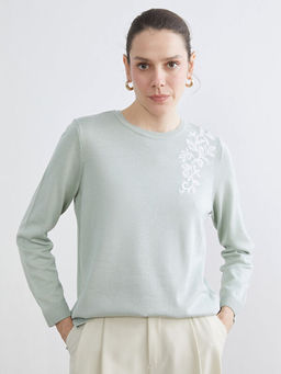 Bisiklet Yaka Ta?l? Kad?n Triko Kazak