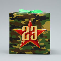 Цена за 2 шт. Коробка подарочная складная, упаковка, «С 23 февраля, камуфляж», 12×12×12 см