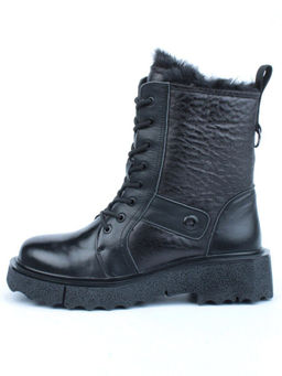 04-YPM5827A BLACK Ботинки зимние женские (натуральная кожа, натуральный мех)
