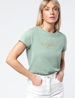 VILATTE / Футболка из премиального хлопка с принтом фольгой