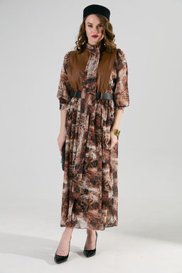 Платье NIKVA н1010-1 шоколад и тигровая абстракция  фото 7