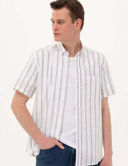 Lacivert Comfort Fit K_sa Kollu G_mlek
