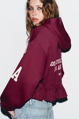 VARSITY SWEATSHIRT WITH RUFFLE TRIM - Zara фото 5