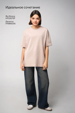 Женская футболка оверсайз из футера двухнитки Happyfox