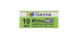 Иглы для шитья ручные Gamma NIR-03 № 3 швейные в конверте 10 шт