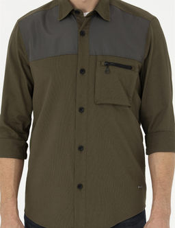 Haki Comfort Fit Uzun Kollu G_mlek