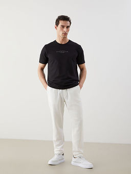 Bisiklet Yaka Bask?l? Penye Erkek Ti??rt