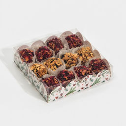 Цена за 5 шт. Коробка для кондитерских изделий новогодняя с пластиковой крышкой «Ёлка», 13×13×3 см