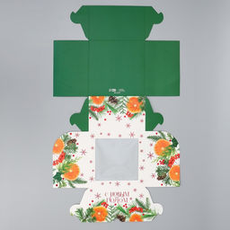 Цена за 5 шт. Коробка складная на 4 капкейка с окном «С Новым годом», 16×16×10 см