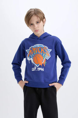 Толстовка с капюшоном NBA New York Knicks для мальчиков - Defacto фото 3