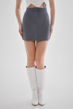 TRENDYOLMILLA Siyah Interlok Yuksek Bel Fermuarl? Mini Orme Etek TWOAW24ET00195 фото 3