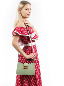 LACCOMA сумка АЛ2024-мятный натуральная кожа хлопок  фото 8