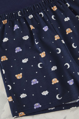 Trendyolmilla Lacivert %100 Pamuklu Ay?c?k ve Galaksi Desenli Uyku Bantl? Sortlu Orme Pijama Tak?m? THMSS25PT00360  фото 7
