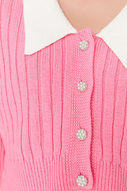 TRENDYOLMILLA Indigo Super Crop Gomlek Yaka Garnili Triko H?rka TWOAW23HI00519 фото 4