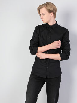 Мужская черная рубашка с длинным рукавом Super Slim Fit, рубашка с воротником Cl1041350